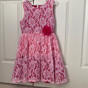 Silky satin with lace dress